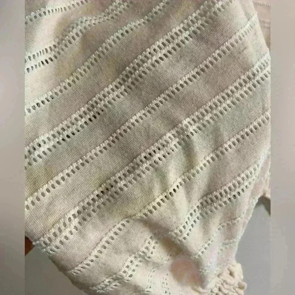 Free People Azalea Eyelet Blouse Large Slouchy Crochet Elastic Waist - Picture 7 of 10